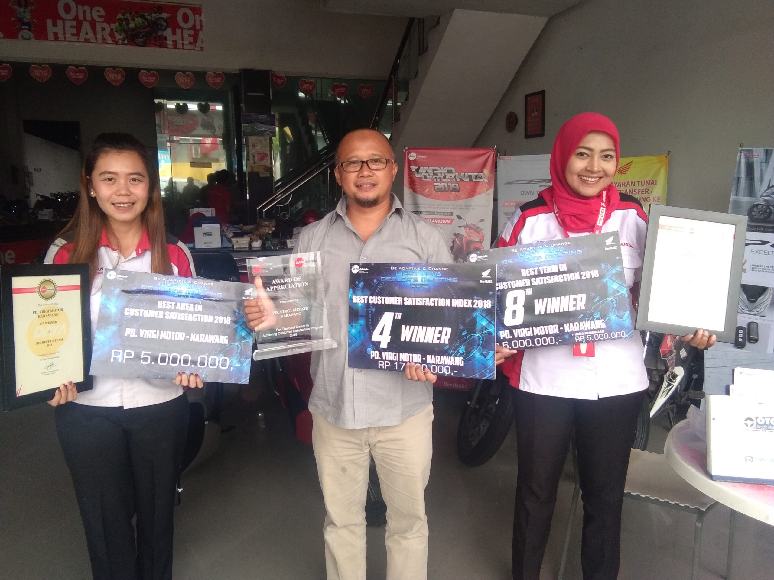 Honda Virgi Karawang Raih 3 Penghargaan, Best Area Customer Satifaction