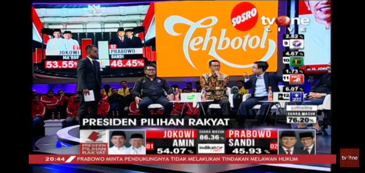 Hasil Quick Count, Sementara Jokowi-Ma'ruf Unggul 55%, Prabowo-Sandi 44%