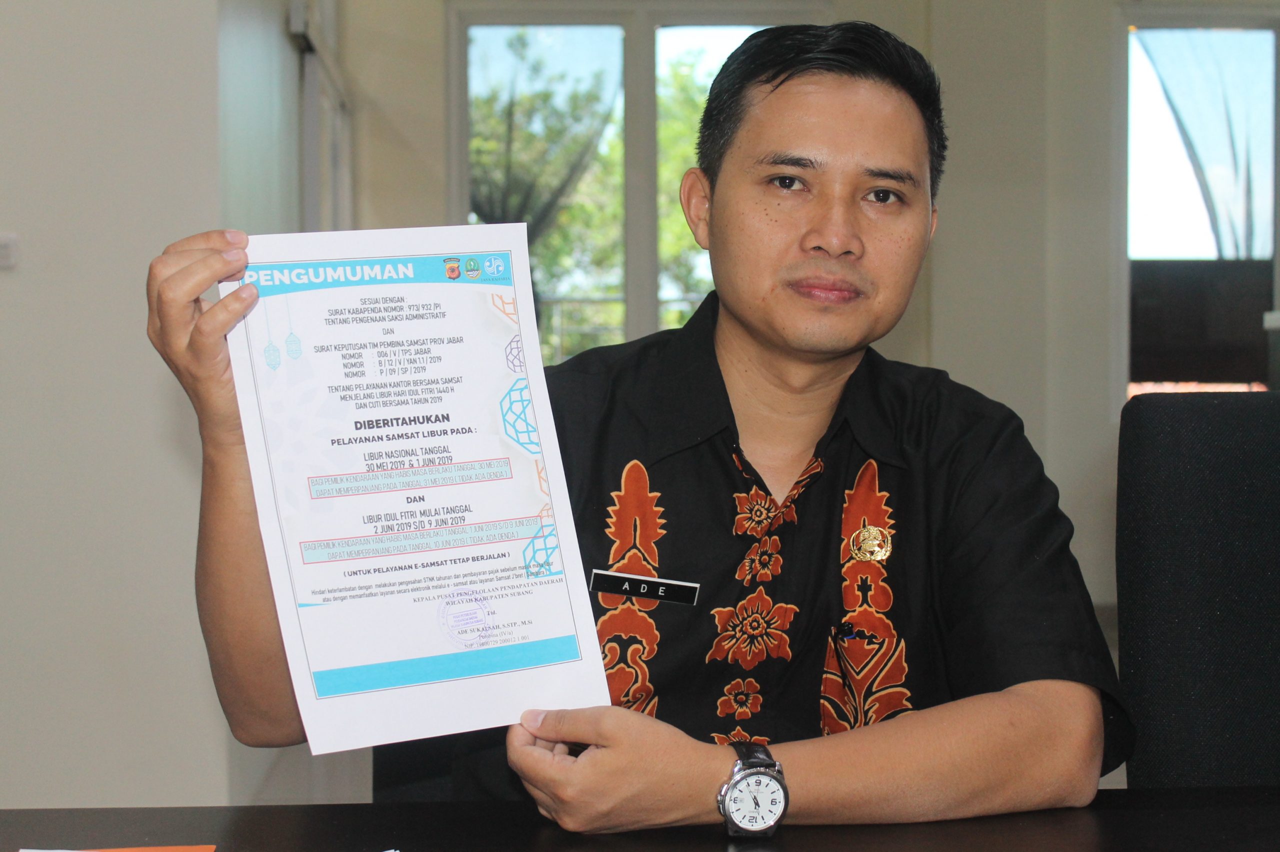 Pembayaran E-Samsat Kabupaten Subang Peringkat ke-2 Se Jawa Barat