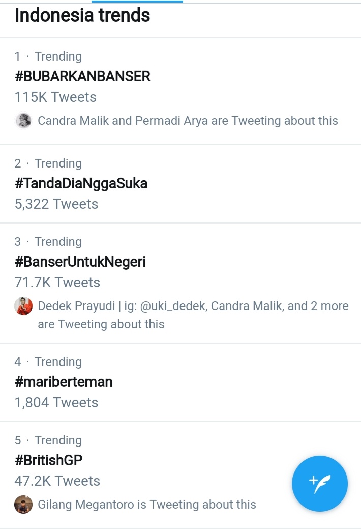 Perang Tagar #BanserUntukNegeri vs #BubarkanBanser jadi Trending Topik