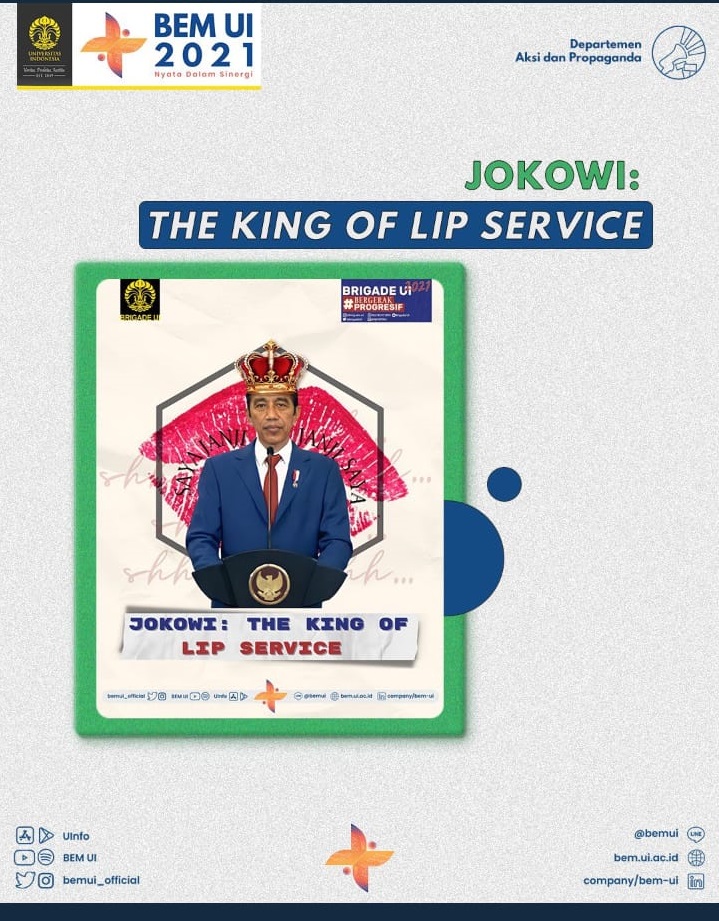 BEM UI 2021 Tidak Main-Main, Ini Referensi Akurat: Jokowi "The King of Lip Service"