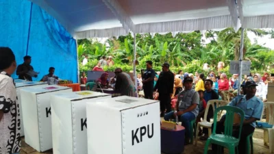 Aktivitas pemungutan suara pada pemilu 2019 di Subang.