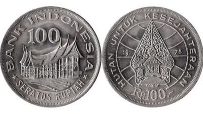 Koin Kuno Rp100 Rumah Gadang
