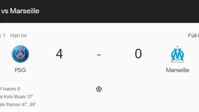 Hasil dari PSG Vs Marseille Dengan Score 4 - 0