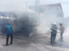 Bus Terbakar di Depan SPBU Tambakmekar Jalancagak Subang 