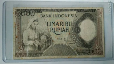 Harga Uang Kertas Rp5.000 Tahun 1958