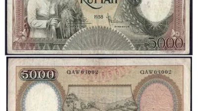 Uang Kertas Rp5.000 Tahun 1958