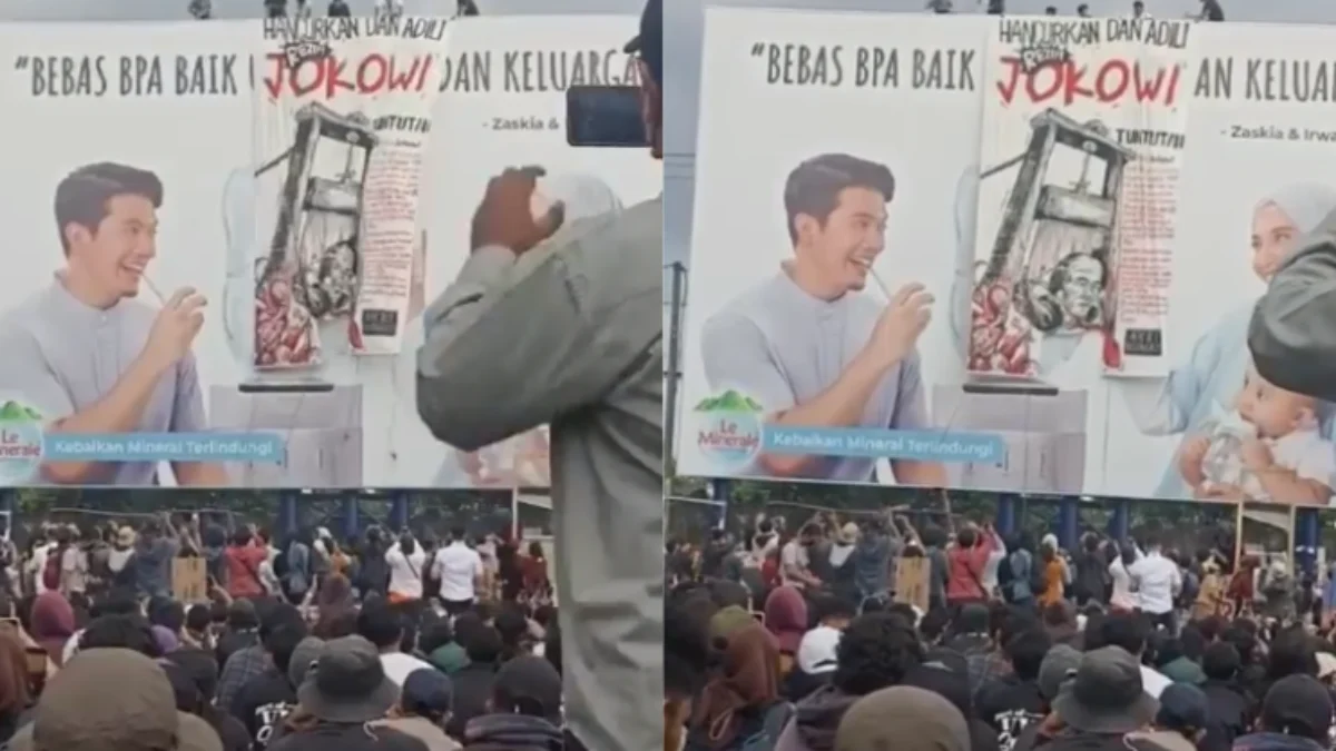 Demo Mahasiswa Gejayan Memanggil, Spanduk 'Hancurkan dan Adili Rezim Jokowi' (Image From: X/@narkosun)